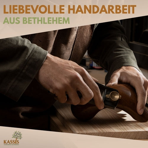 Kleeblatt Handschmeichler aus Olivenholz | Glücksbringer als Geschenk